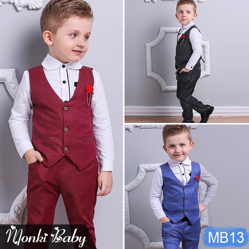 [THANH LÝ] - Set bộ gile vest rời cho bé trai, size lớn, chất vải mỏng, phù hợp mùa hè, phong cách nam tính | MB13