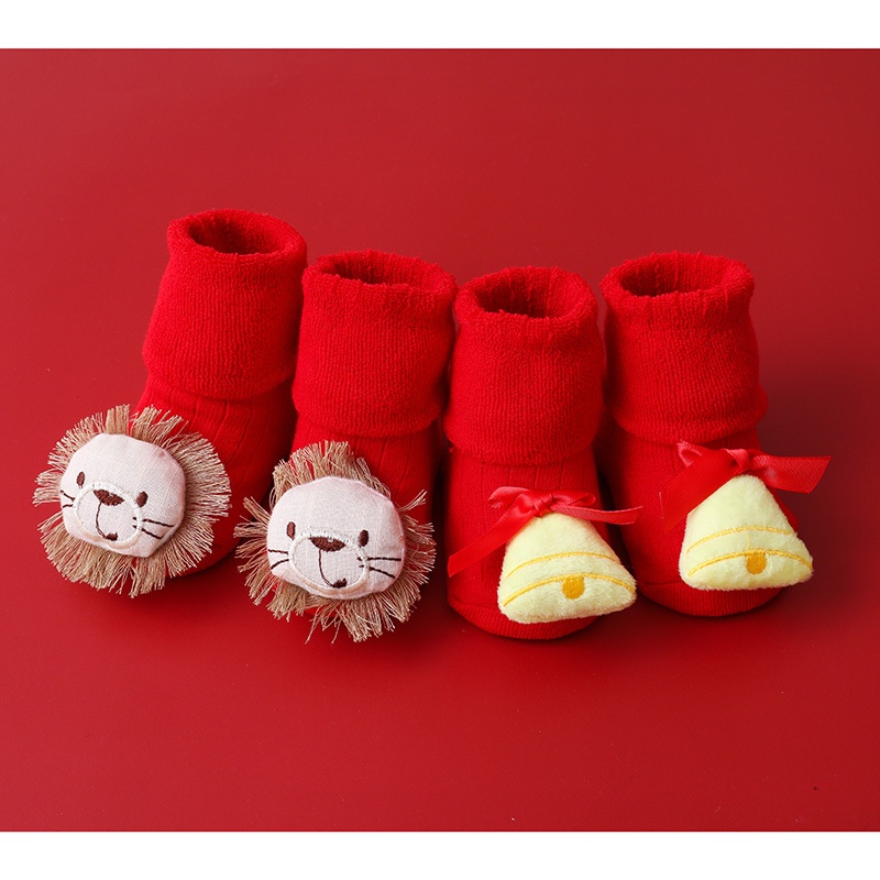 Vớ em bé cotton mềm chống trượt thiết kế hoạt hình Giáng sinh ấm áp mùa thu đông cho bé gái