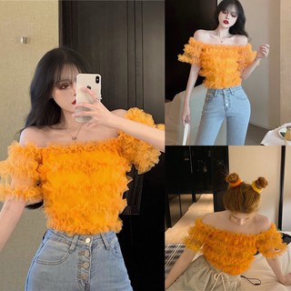 Áo cộc tay nữ ren bồng điệu đà