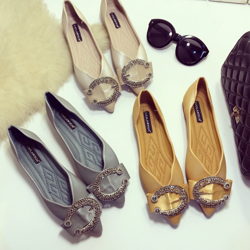 Giày Búp Bê Mũi Nhọn Đế Mềm Chất Satin Mềm Mại Hợp Thời Trang | BigBuy360 - bigbuy360.vn