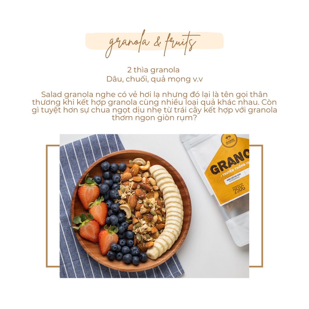 Granola Hạt Dinh Dưỡng Ăn Kiêng Siêu Hạt DK Harvest Ngũ Cốc Hỗ Trợ Giảm Cân - Hương Vị Trái Cây - 250g,500g