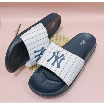 Dép Quai Ngang MLB NY Unisex Thời Trang Nam Nữ Hot Nhất Siêu Êm - Siêu Đẹp Sọc xanh - trắng/ Sọc trắng - xám [ Có sẵn ]