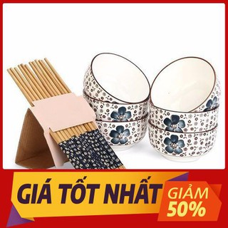 Bộ 6 chén đũa hoa kiểu nhật cao cấp