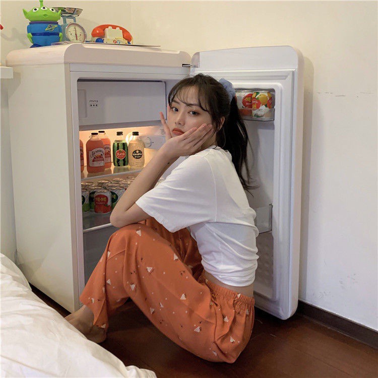 quần ống rộng Lưng Cao Co Giãn In Họa Tiết Dễ Thương Phong Cách Hàn Quốc Thời Trang Xuân Thu Cho Nữ