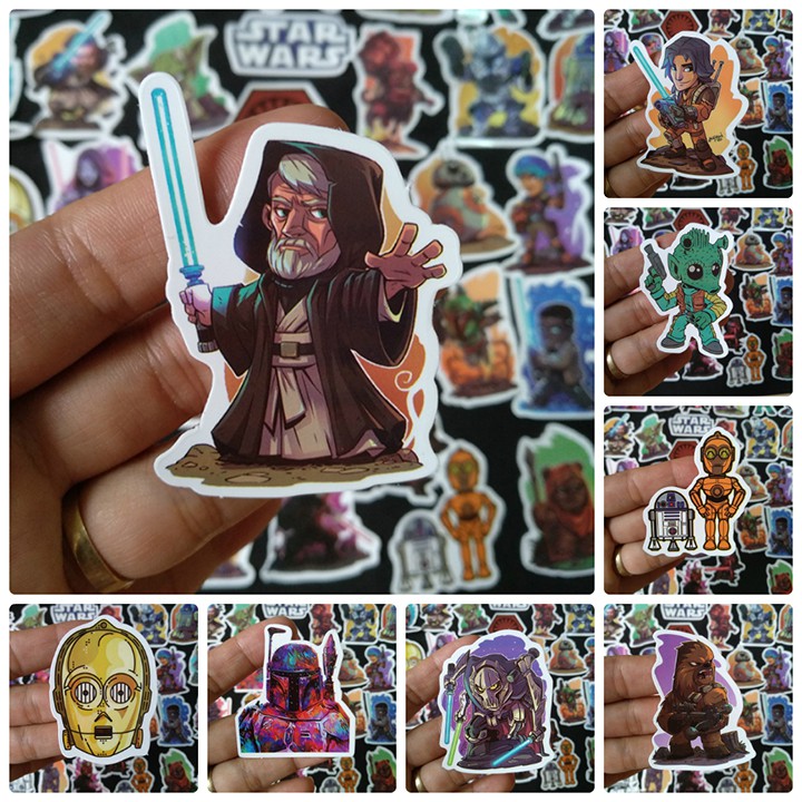 Bộ Sticker dán cao cấp chủ đề NHÂN VẬT TRONG STAR WARS - Dùng dán Xe, dán mũ bảo hiểm, dán Laptop...