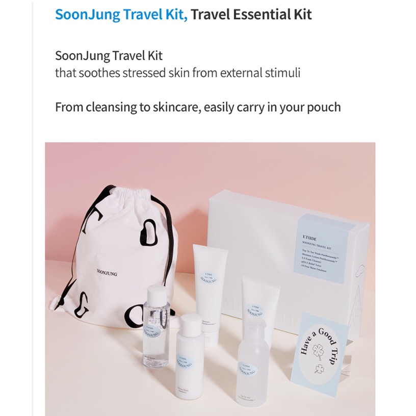 Bộ sản phẩm chăm da mini du lịch  [ETUDE] SoonJung Travel Kit