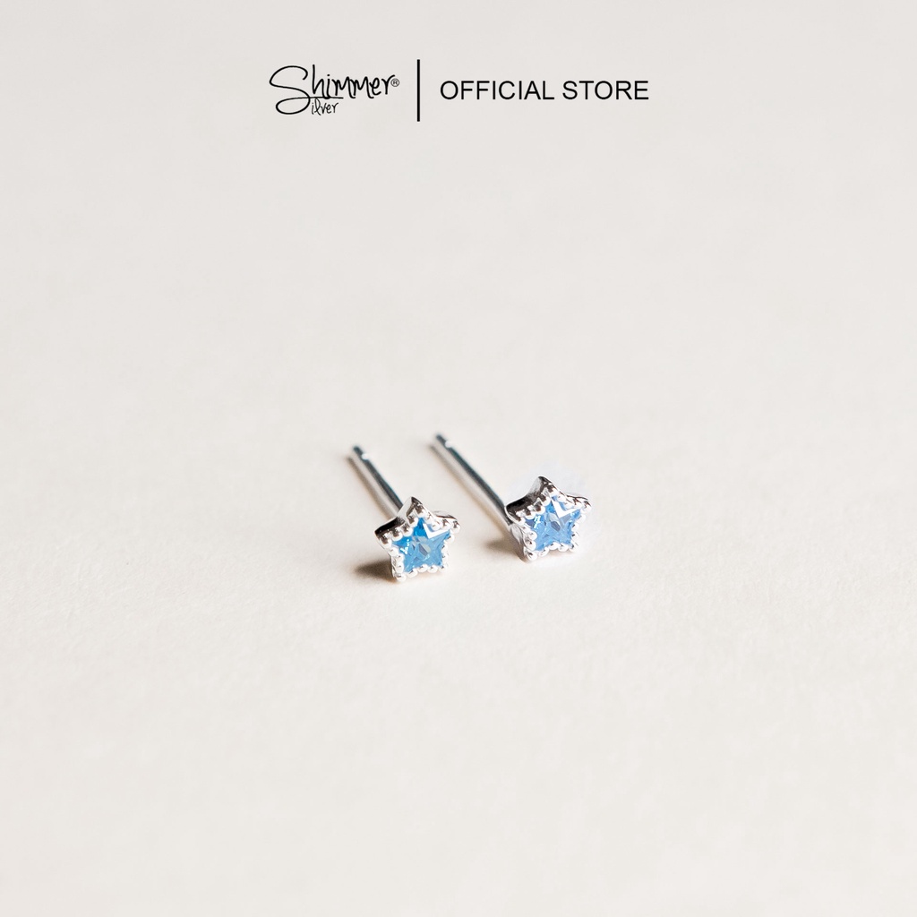 Bông Tai, Hoa Tai Nữ Bạc 925 Cao Cấp SHIMMER SILVER MINI COLORFUL STARS Thiết Kế Ngôi Sao Đính Đá Lấp Lánh