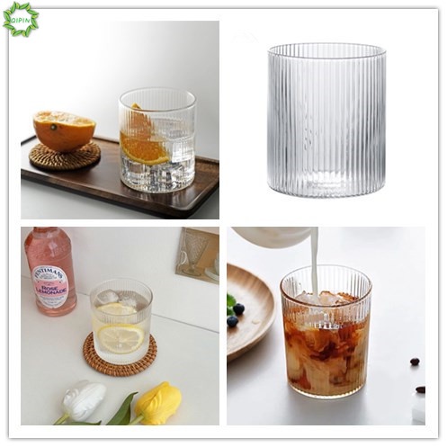 Ly thủy tinh uống rượu họa tiết dọc phong cách Bắc Âu 300ml