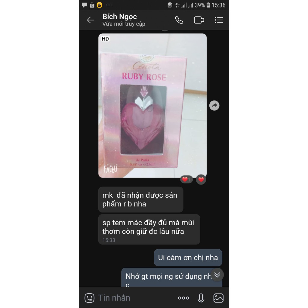 Nước hoa nữ Cénota Ruby Rose 25ml, nước hoa nữ quyến rũ, thu hút