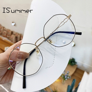 ISummer Creative Fashion Irregular Metal Frame Flat Glasses Eye Protection Computer Anti-blue Glasses