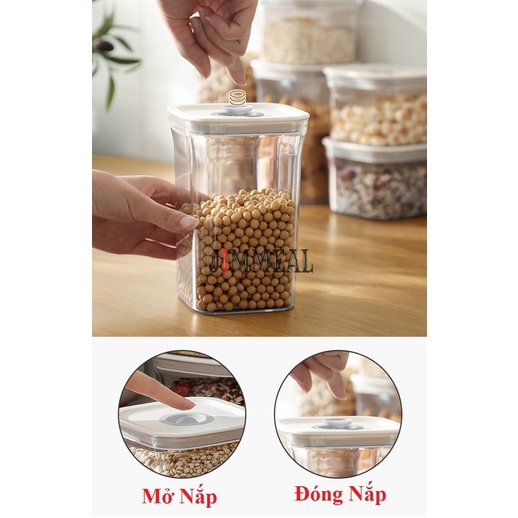 Hũ Nhựa Vuông Kín Hơi, Lọ, Hộp Nhựa Vuông Kín Hơi Đựng Hạt, Thực Phẩm, Gia Vị, Ngũ Cốc, Đồ Khô,Trong Suốt, Nắp Có Gioăng