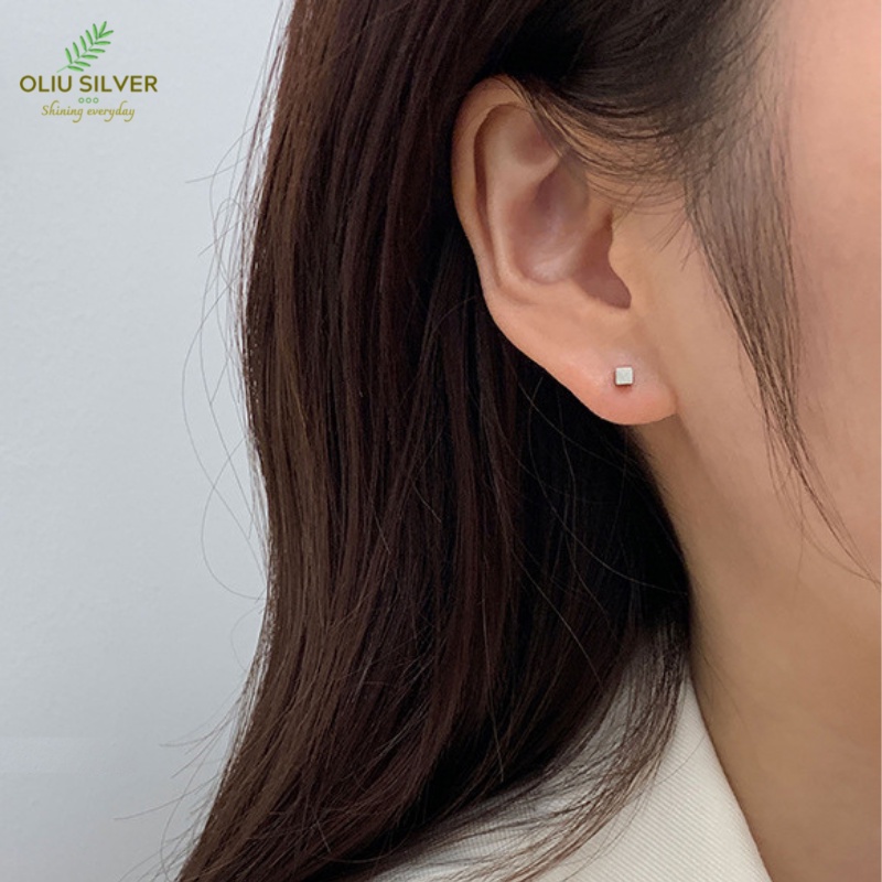Bông Tai Bạc S925 Mini Cube Khối Vuông Tối Giản | Khuyên Tai Unisex Trang Sức Bạc Thời Trangs