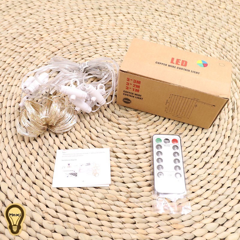 Đèn LED thả Rèm mành nháy 3mx3m trang trí DECOR phòng ngủ lễ tết Vàng Đa Sắc MOXI.