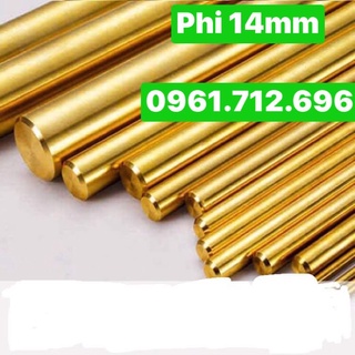 Thanh đồng tròn đặc phi 14mm dài 1m