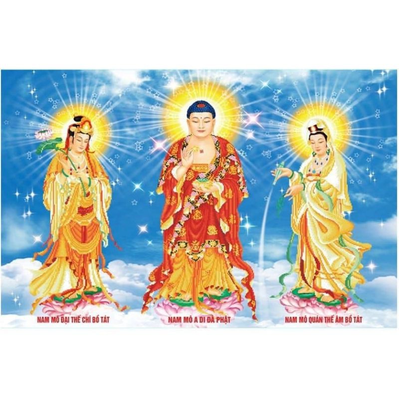 Tranh đính đá tam thế phật df418  y8281