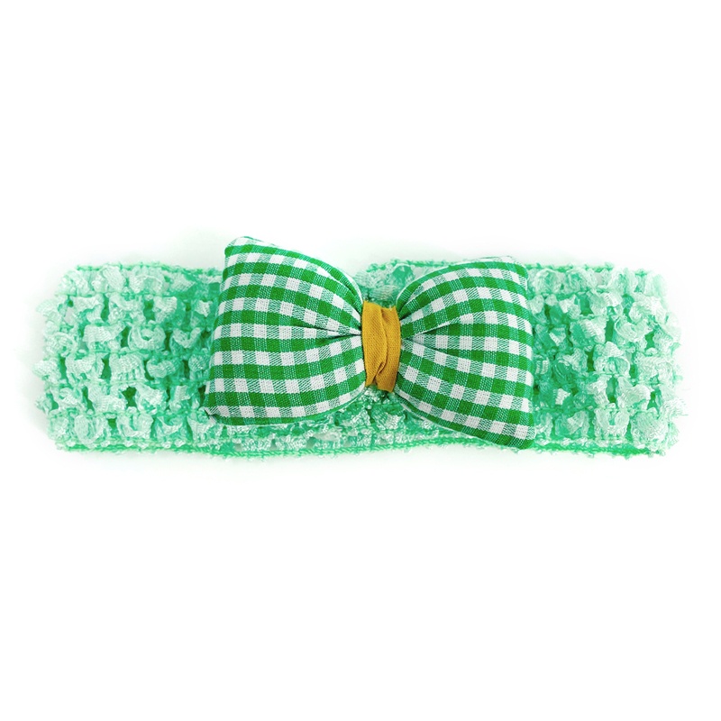 Băng Đô Cài Tóc Đan Len Co Giãn Đính Nơ Sọc Caro Màu Sắc Ngọt Ngào Xinh Xắn Cho Bé Gái