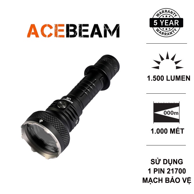 Đèn pin nhỏ gọn chiếu xa ACEBEAM L18  sáng 1500 lumen chiếu xa 1000m LED Osram Đèn &amp; Đèn pin