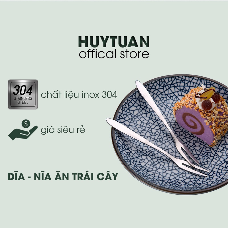 Dĩa ăn trái cây bằng inox 2 chân nhỏ xinh 11x1cm (FF02) - Nĩa ăn hoa quả inox 304 bền chắc dày dặn trắng bạc decor xinh