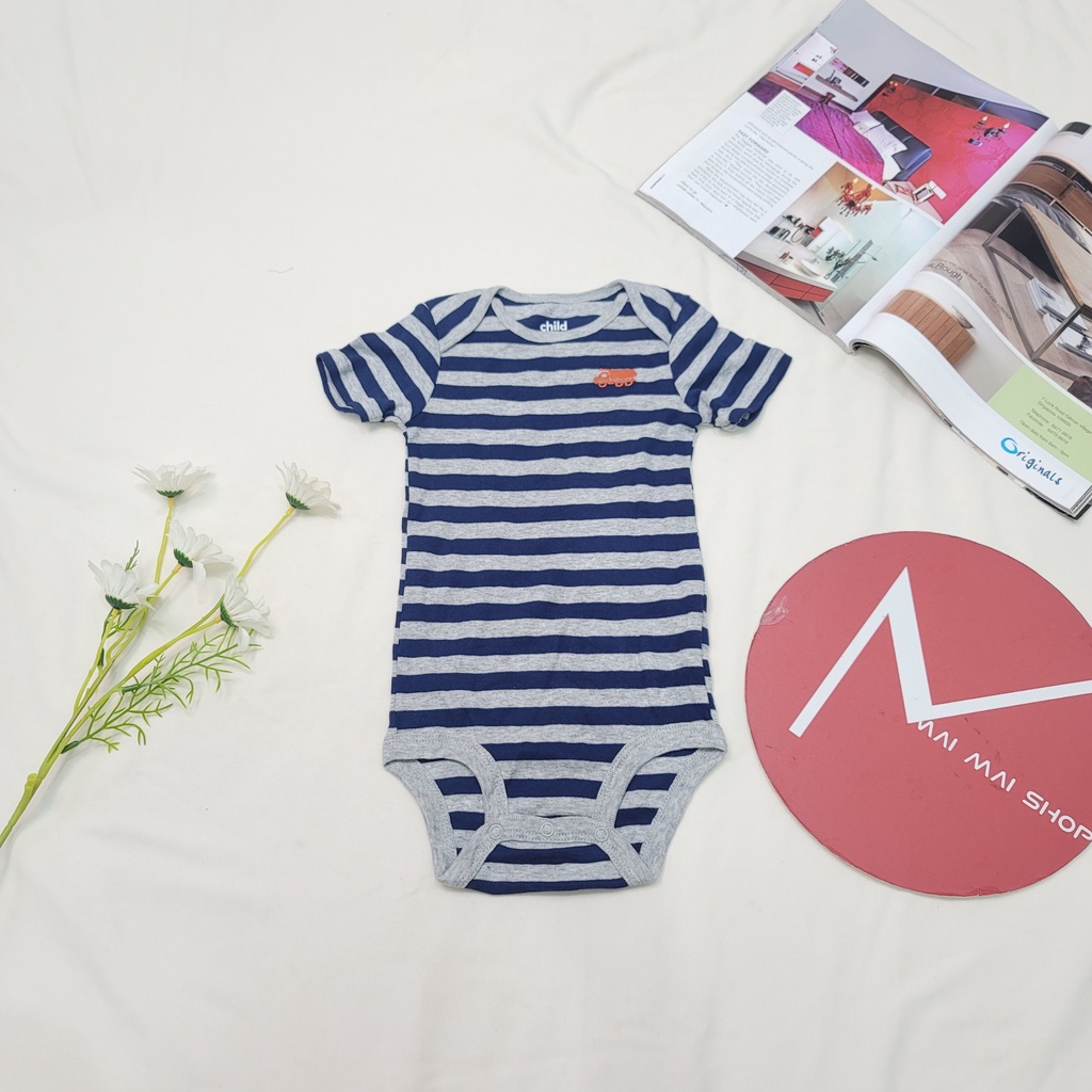 (sz 12-18M Chọn màu- Trai) Body chip TAY NGẮN xuất dư cổ tròn, cổ đáp vai cho bé trai- Bộ liền thân, Bodydsuit cho bé