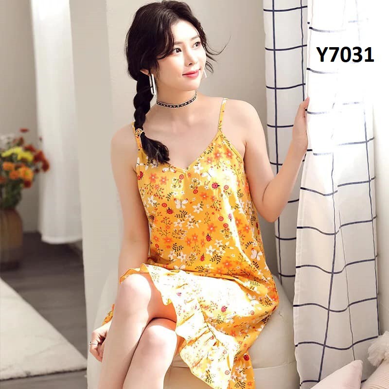 Y718619 - Đầm mặc nhà hai dây nữ hàng nhập - giá 140k