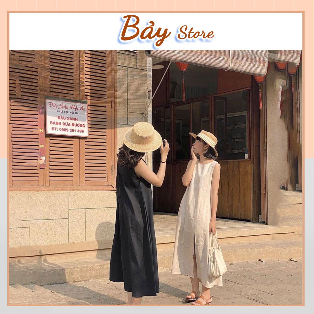 Váy Tanktop Ba Lỗ Xẻ Tà Bảy Store Nữ 🌸 Đầm đũi maxi dáng suông trơn màu ĐEN | TRẮNG | Xanh Than cá tính Ulzzang 🌸