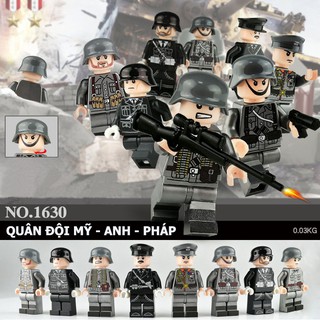 Lego Minifigures lính Mỹ Anh Pháp liên minh quân đội trong thế chiến thứ II combo 8 nhân vật