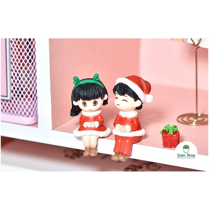 |FREESHIP| Phụ kiện CẶP ĐÔI NOEL trang trí Noel, Giáng sinh- Phụ kiện trang trí bàn làm việc, mô hình tiểu cảnh