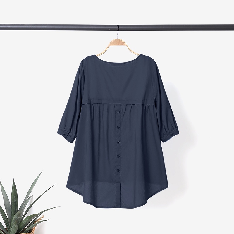 Áo ZANZEA tay lỡ 3/4 cổ tròn thời trang Hàn Quốc cho nữ