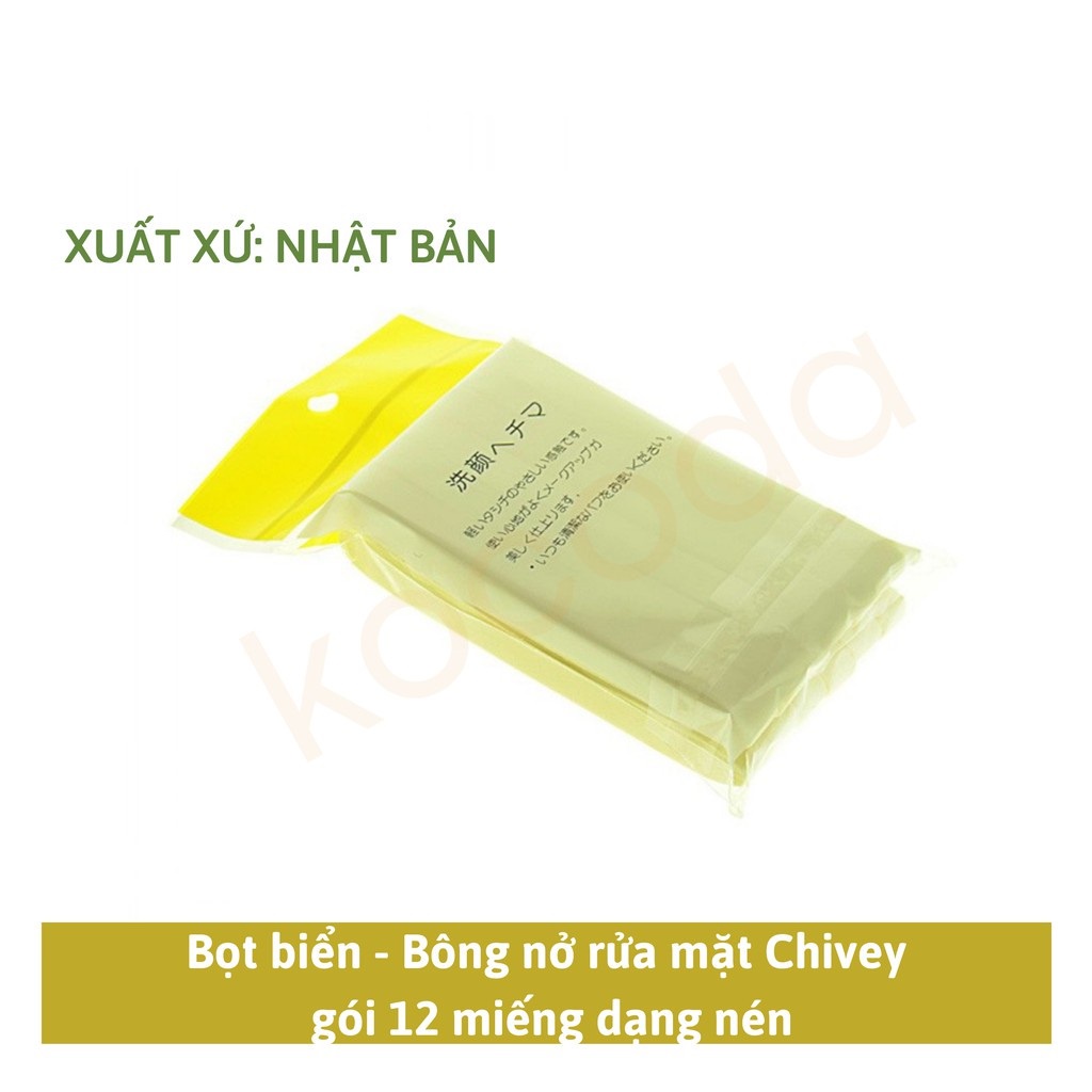 Bông Nở Rửa Mặt Bọt Biển Chivey 12 Miếng