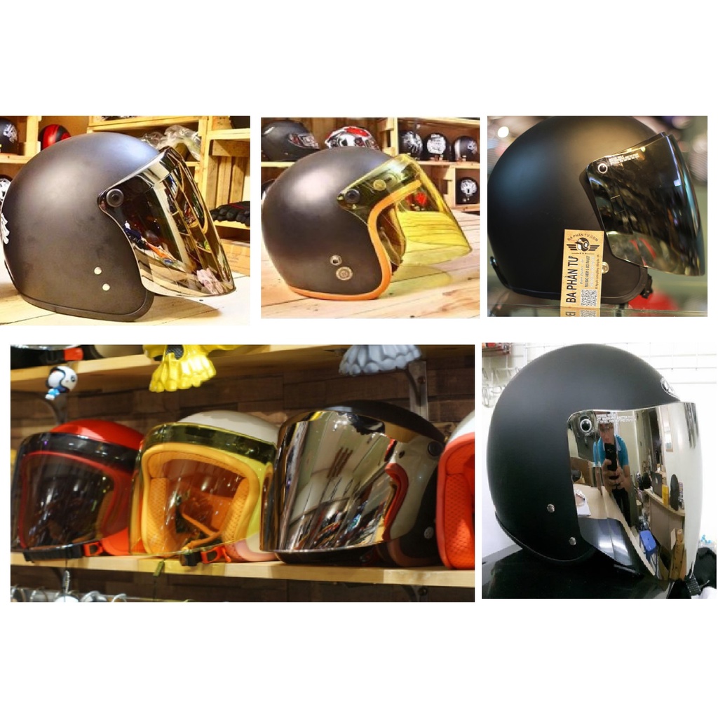 Kiếng Flat thẳng rời Gắn Mũ Bảo Hiểm 3/4 - Che Full Mặt B