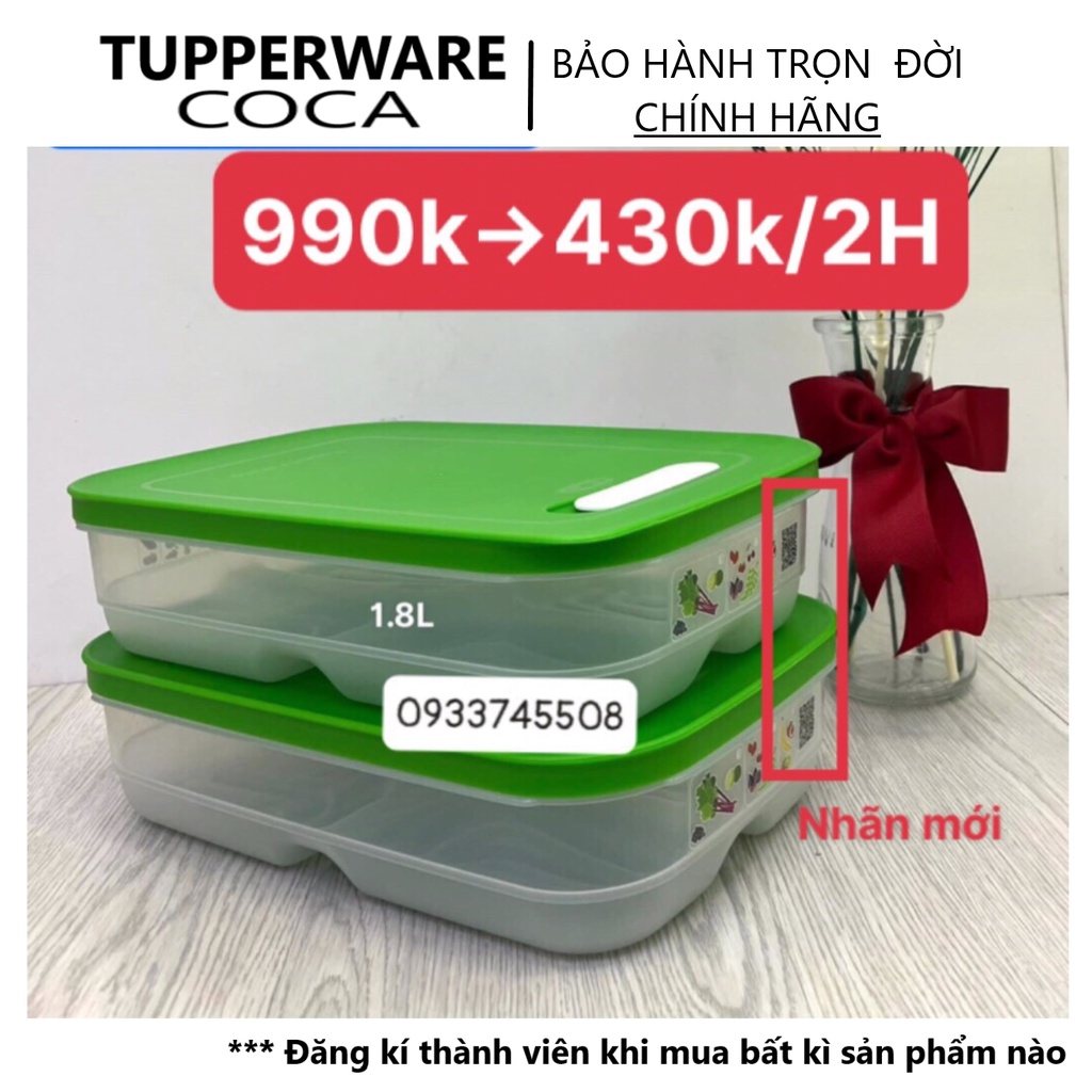 TUPPERWAREHOUSE MALL - Hộp trữ mát Vensmart 1,8L dẹp (1 hộp) CAO CẤP