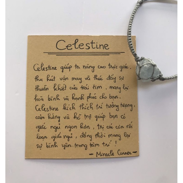 Vòng tay đá celestine thiên nhiên đan macrame