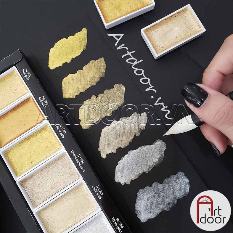 [ARTDOOR] Bộ màu Nước Nén Nhũ GANSAI TAMBI Starry hạng họa sĩ  (hộp giấy) - 6 Màu