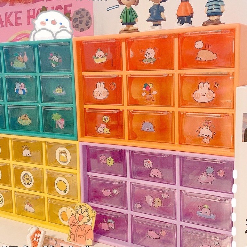 TỦ MINI 9 NGĂN ĐỂ BÀN/ HỘP ĐỰNG STICKER/ WASHI TAPE/ ❤️