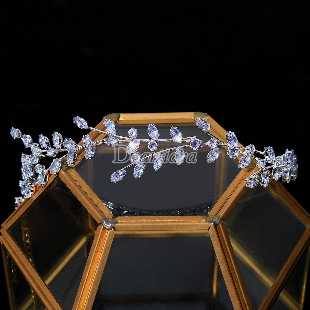 Băng Đô Cài Tóc Đính Đá Pha Lê Thiết Kế Đơn Giản Sang Trọng Cho Cô Dâu