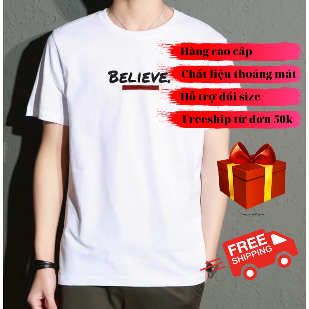 💟FreeShip💟 Áo Thun Nam Belive ngắn tay không cổ BELIEVE