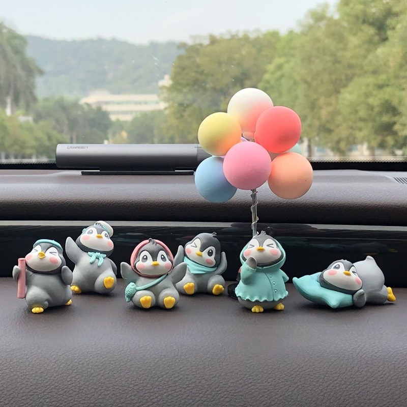 Bộ 6 Búp Bê Chim Cánh Cụt Hoạt Hình Chống Trượt Trang Trí Bảng Điều Khiển Xe Hơi