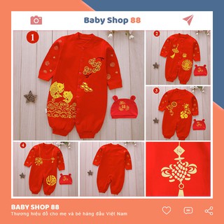 Body Tết Dài Tay Chất Cotton Mềm Mịn Co Dãn 4 Chiều Kèm Mũ Cho Bé - [BDD11]