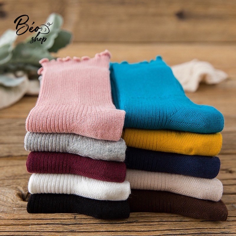 Tất cổ ren bèo nữ cotton phong cách hàn quốc