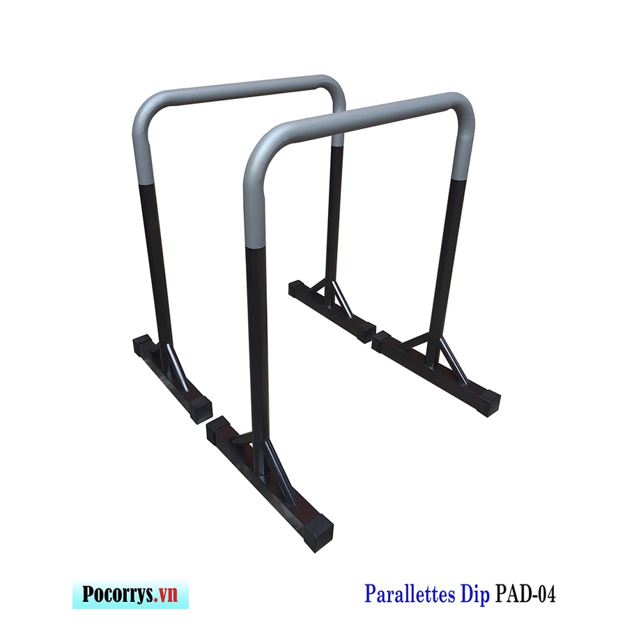 Xà kép Parallettes Dip cao 90cm, Pocorrys PAD-04, Màu ghi chân đen