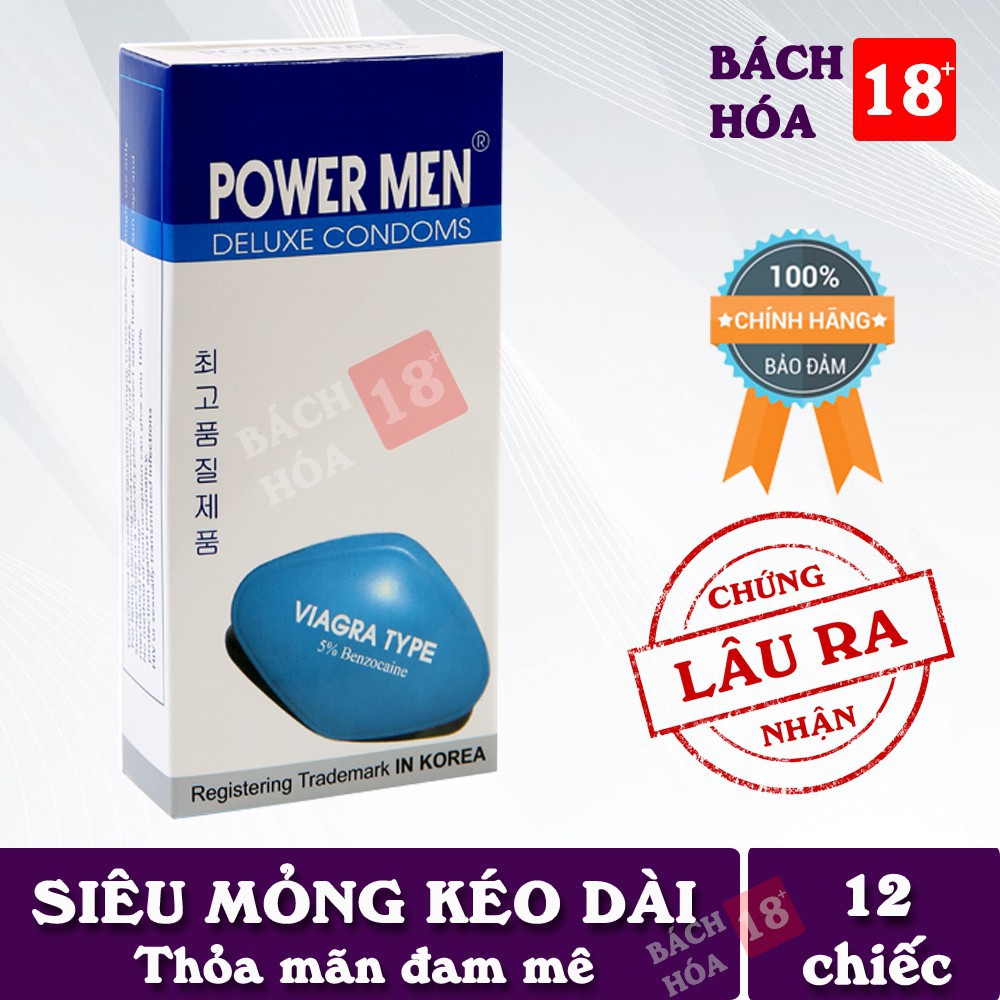 BAO CAO SU SIÊU MỎNG VIAGRA POWERMEN - Hộp 12 chiếc