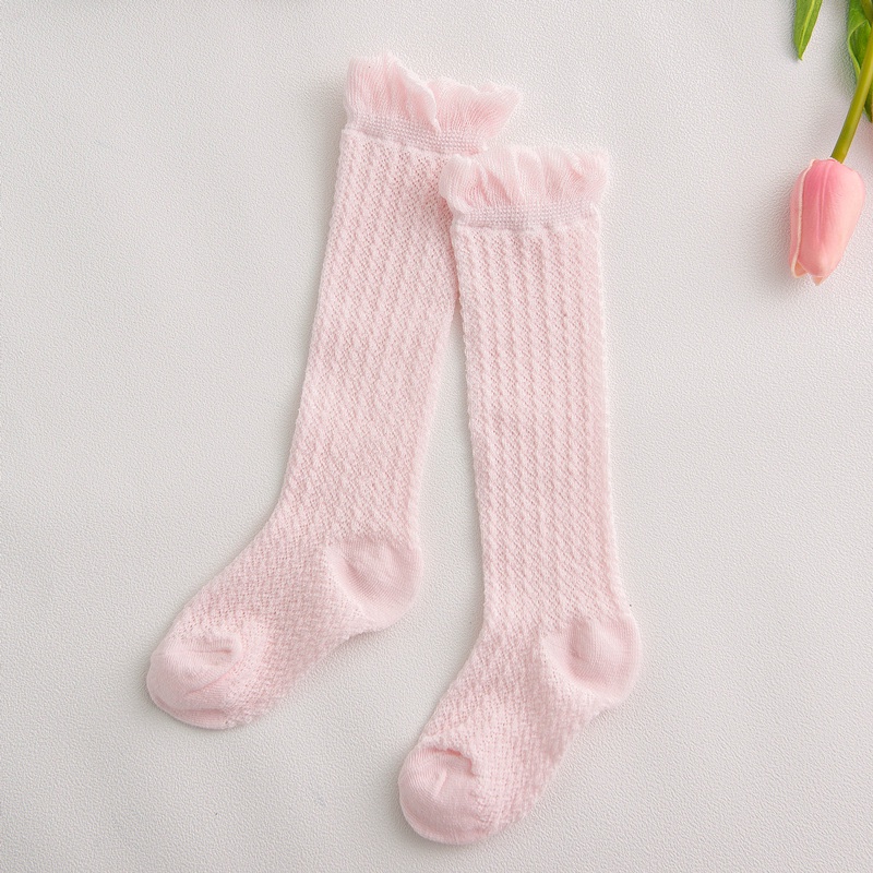 Vớ cotton Cổ Cao Phối Lưới Thoáng Khí Dành Cho Bé Gái