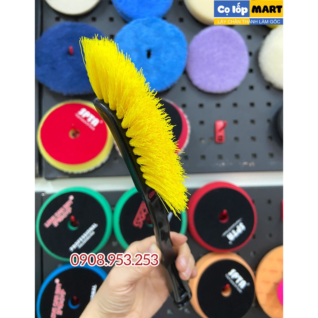 Chổi cán nhựa đầu cong 90 độ vệ sinh khe kẽ xe hơi ô tô