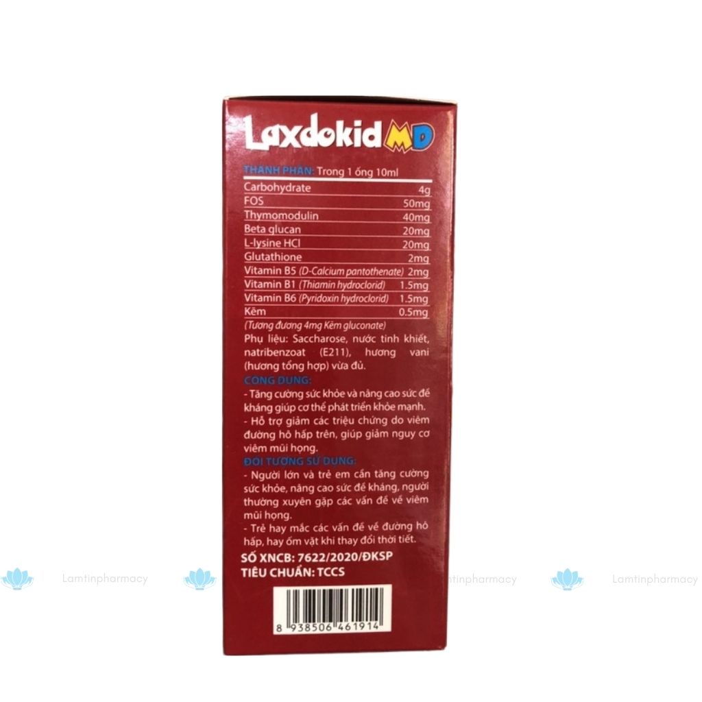 ✅(Chính Hãng) LAXDOKID MD giúp tăng sức đè kháng cho bé,  bồi bổ cơ thể (hộp 20 ống)