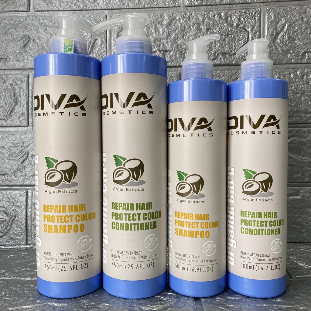 [#diva] Dầu gội xả DIVA ORGANIC CARE phục hồi và bảo vệ màu nhuộm 500mlx2(MẪU MỚI 2019)