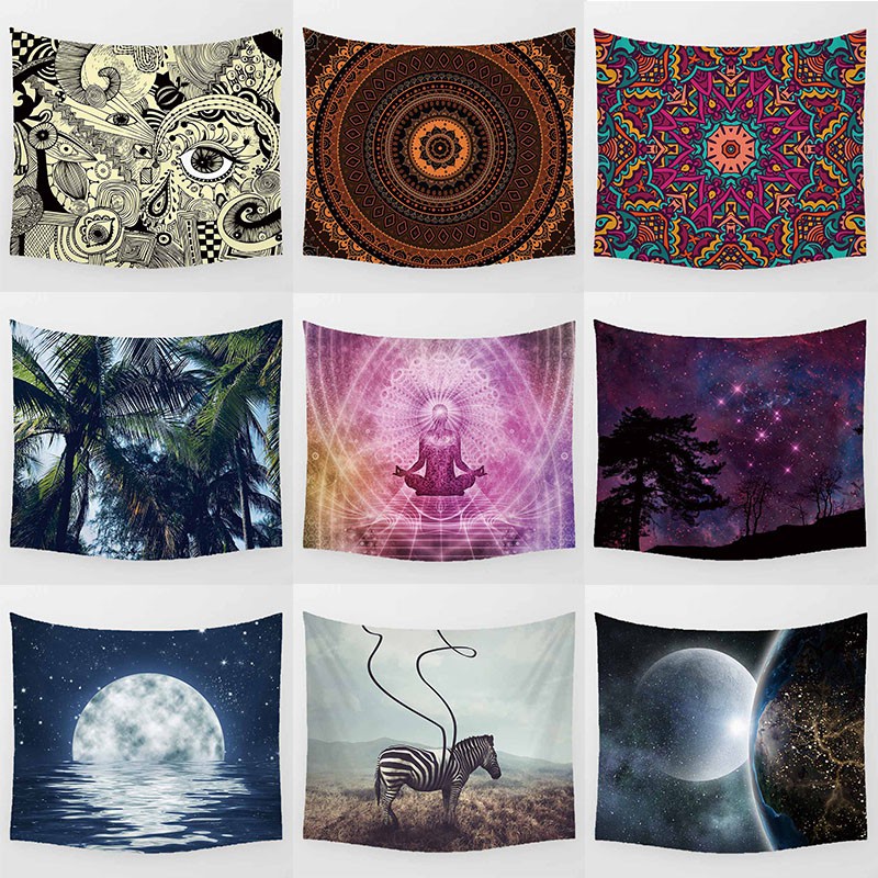 Stars and moon on the sea abstract beautiful  mandala wall art tapestry bedroom decor wall hanging tapestry