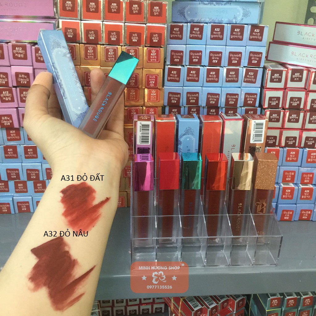 Son nắp xanh HANDMADE black A31 A32  ( thiết kế son BLack Rouge hottrend ) | BigBuy360 - bigbuy360.vn