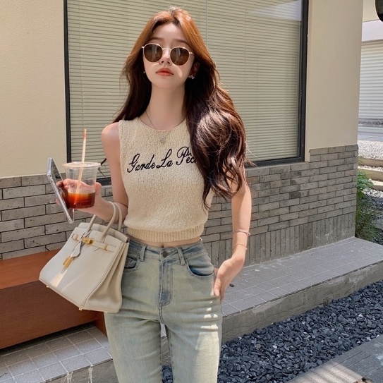 Áo croptop ZHELIHANGFEI sát nách ôm dáng thiết kế quyến rũ cho nữ