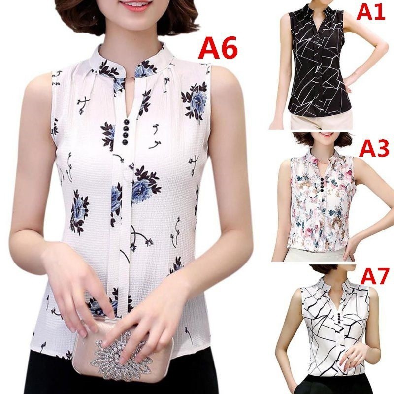 Áo Chiffon không tay cổ V thời trang | BigBuy360 - bigbuy360.vn