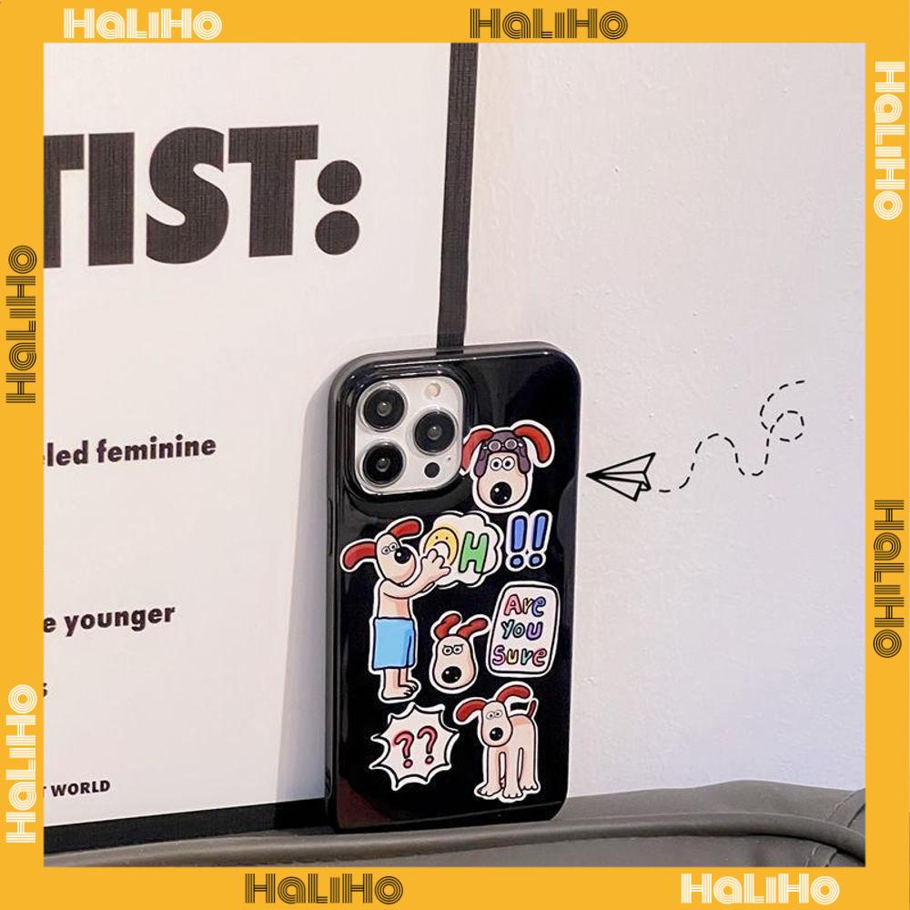 iPhone Case Silicone Soft Case Black Glossy Candy Case Shockproof Protection Camera Cartoon Cute Dog Compatible For iPhone 11 Pro Max 13 Pro Max 12 Pro Max 7Plus xr XS Max